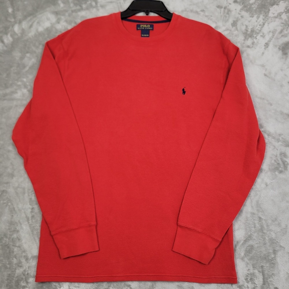 Polo Ralph Lauren Red Long Sleeve Waffle Knit Pullover 2XL 100% Cotton Casual